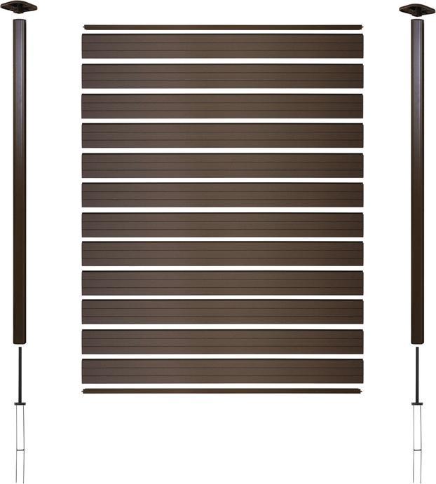 Swisshandel24 WPC-Sichtschutz Sarthe, Windschutz Zaun, Alu-Pfosten Basiselement, 1,90m braun (7.50 cm)