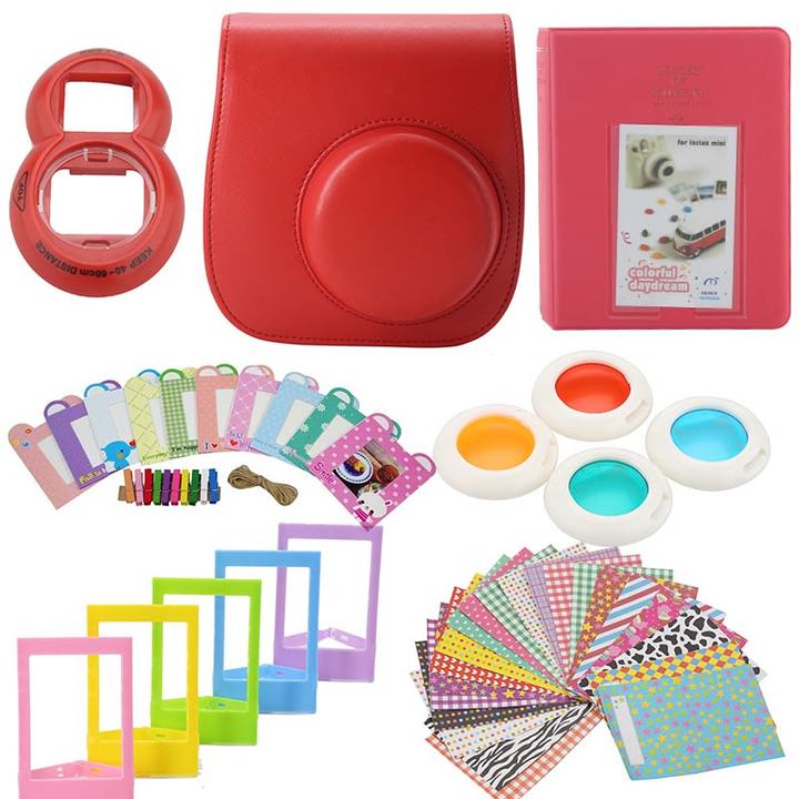 JTI Zubehörset für Fujifilm Instax Mini 8/9 - Rot (Kamera Schultertasche)