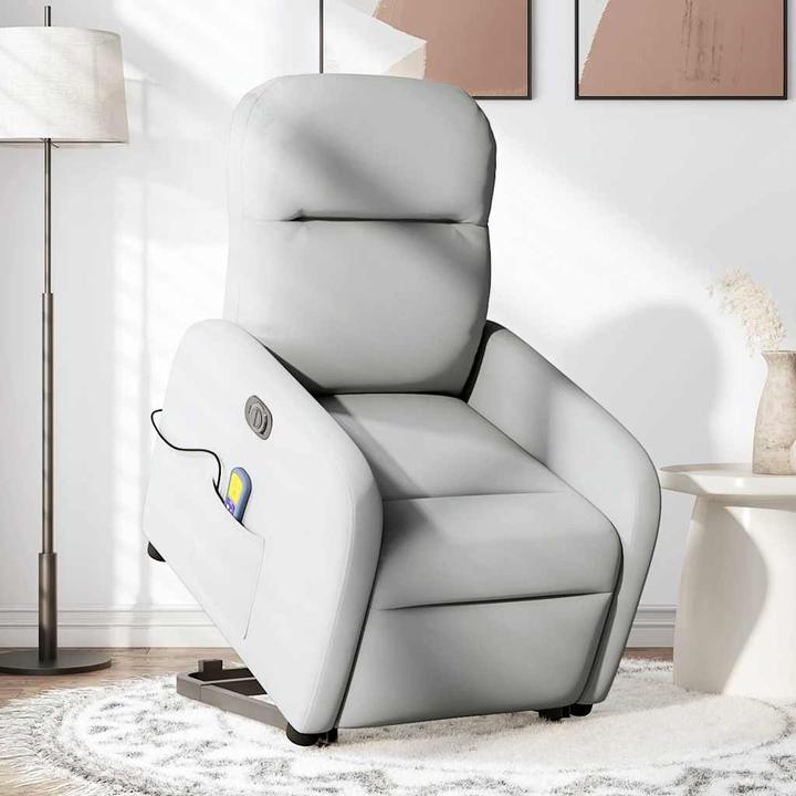 Immagine prodotto VidaXL Poltrona massaggiante con ausilio per la posizione eretta elettrica in tessuto grigio nuvola