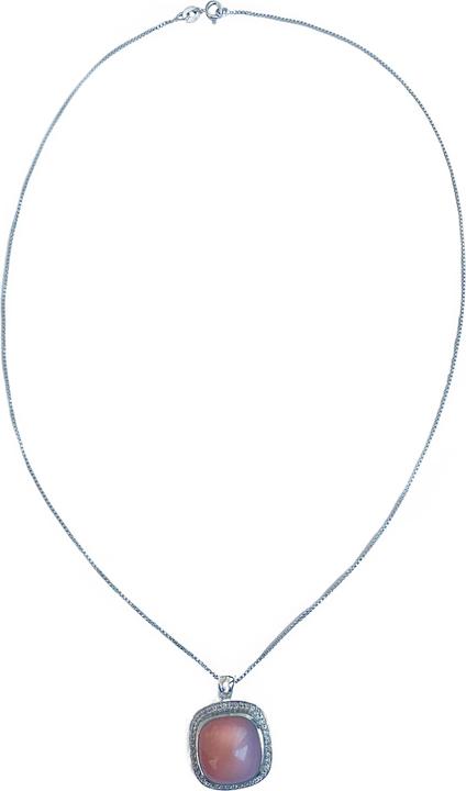 Immagine prodotto Xen Ciondolo con catena Peach Moonstone Cushion Cabochon 45 cm Argento 925 (Argento 925, 45 cm)