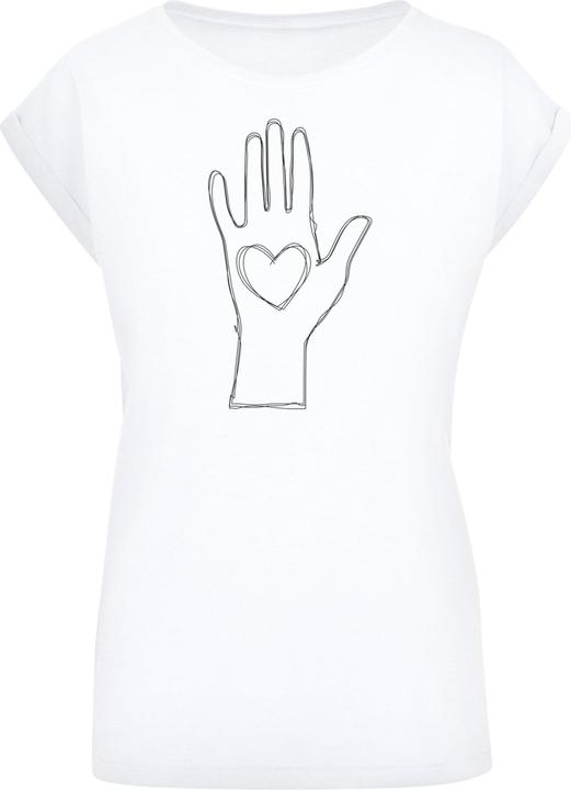 Actual product image Merchcode Ladies Peace - Scribble Hand Heart White Extended Shoulder Tee - 161411 (M)