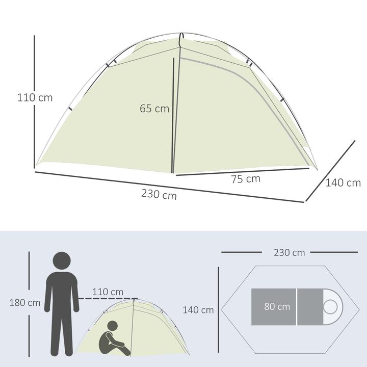 Produktbild Outsunny Campingzelt mit Tragetasche (1.70 kg, 2 Personen)
