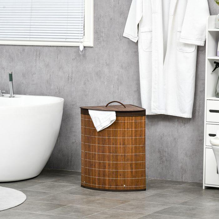 Produktbild Swisshandel24 Wäschekorb 55L Wäschesammler Wäschebox mit Deckel, Griff, Waschekorbsammler, Wäschesortierer mit her (55 l)