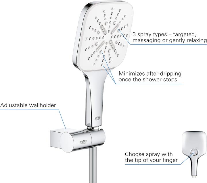 Immagine prodotto Grohe Set doccia Rainshower SmartActive 130 Cube EcoJoy (3 Tipi di raggi, 9.50 l/min)