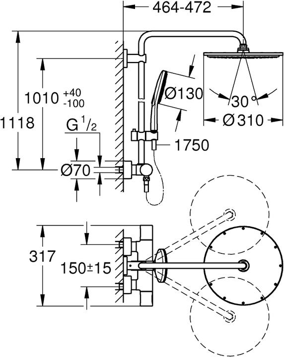 Produktbild Grohe Rainshower SmartActive 310 Duschsystem