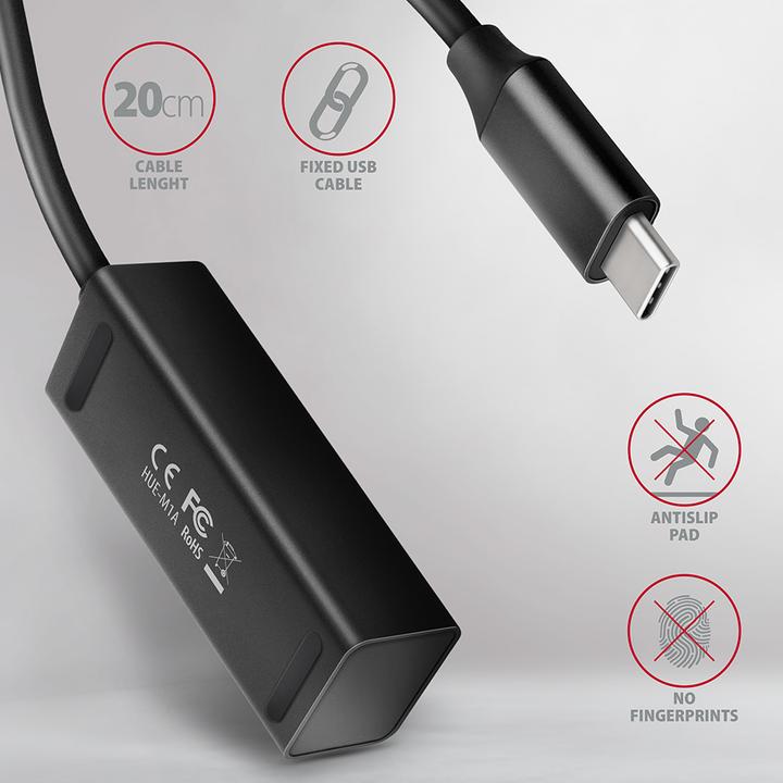 Produktbild Axagon HUE-M1C Superspeed USB-C Mini Hub, 4x USB 3.0 (USB-C, 4 Ports)