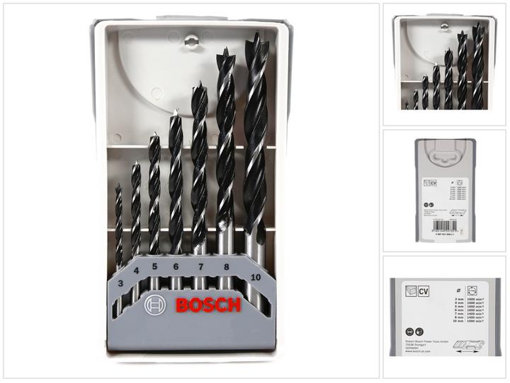 Produktbild Bosch Professional Zubehör PRO Wood Holzspiralbohrer-Set. 7-tlg. (4 mm, 3 mm, 5 mm, 6 mm, 7 mm, 8 mm, 10 mm)