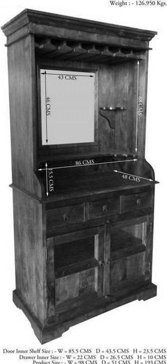 Produktbild Floki24 Barschrank im Kolonialstil, Akazie 97x52x193 OXFORD - dunkelbraun