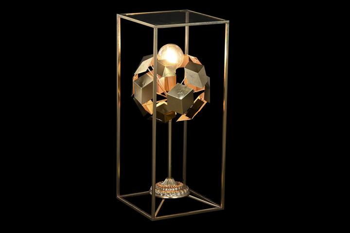 Actual product image DKD Home Decor Desk lamp Golden 220 V 50 W Modern Geometric (30 x 30 x 71 cm)
