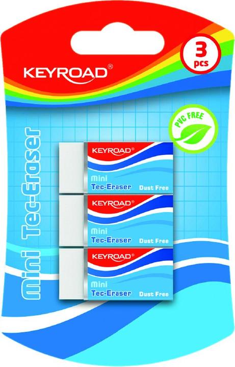 Actual product image Keyroad Tec-eraser, mini, technical, 3 pcs, blister, white