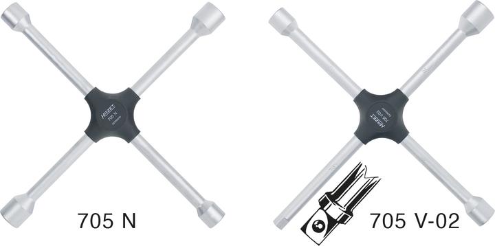 Actual product image HAZET Four-way rim wrench 705V ∙ Outside hexagon profile ∙ 17 x 19 x 21 x Outside square 12.5 = 1/2…