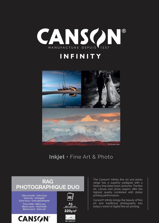 Immagine prodotto Canson Carta fotografica INFINITY "Rag Photographique Duo", A3 (A3, 25 x)