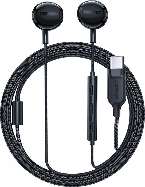Actual product image Acefast L2 in-ear headphones with USB-C connector, microphone and remote control 1.2 m - black (Cable)
