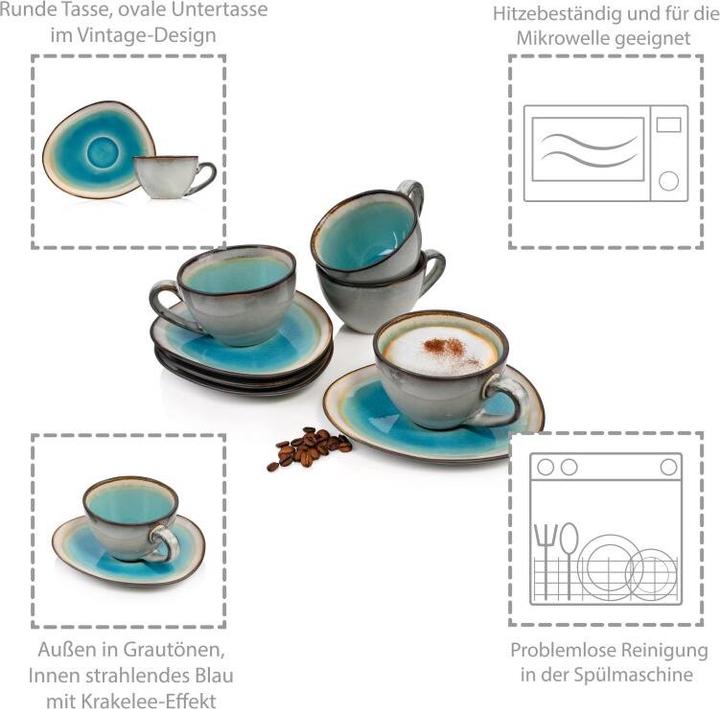 Produktbild Sänger Geschirr Kaffeetassen Set Capri mit Untertassen (300 ml, 8 x)