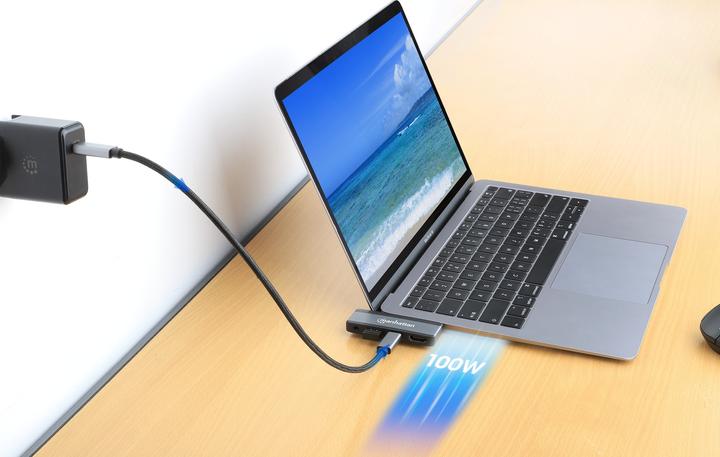 Actual product image Manhattan USB-C PD to HDMI 4-in-1 mobile docking station for laptop and tablet (USB-C, 1 Ports)
