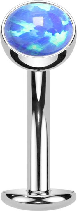 Immagine prodotto Star Piercing Threadless Labret-Stab Banane silber Halbkugel Opal blau (Titanio G23)