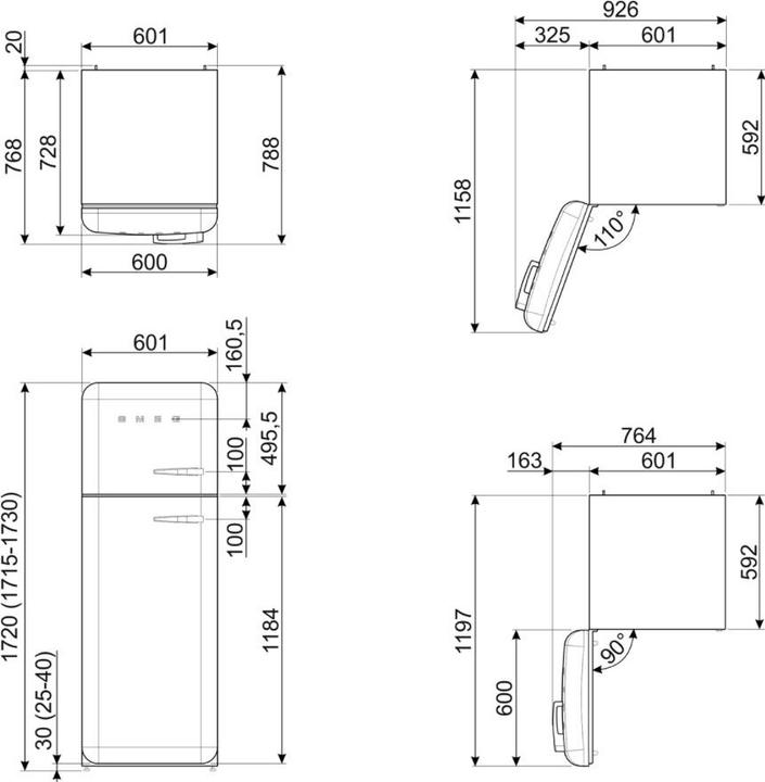 Image du produit Smeg FAB30LCR5 (294 l)