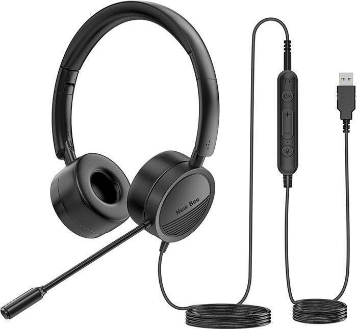 Actual product image NewBee New Bee NB-H360 wired headphones with microphone (black) (Cable)