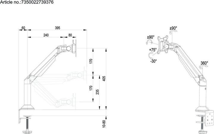 Immagine prodotto Multibrackets MB Giunto per il gas Supporto W+T (Tavolo, 32")