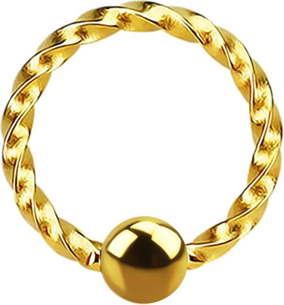 Star Piercing Micro Ball Closure Ring geflochten vergoldet (ohne Messing, Chirurgenstahl 316L)