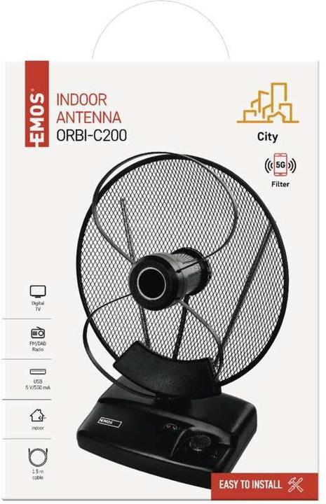 Actual product image Emos Indoor Antenna CITY ORBI-C200, DVB-T2, D (Indoor antenna, DVB-T / -T2, DAB/ DAB+)
