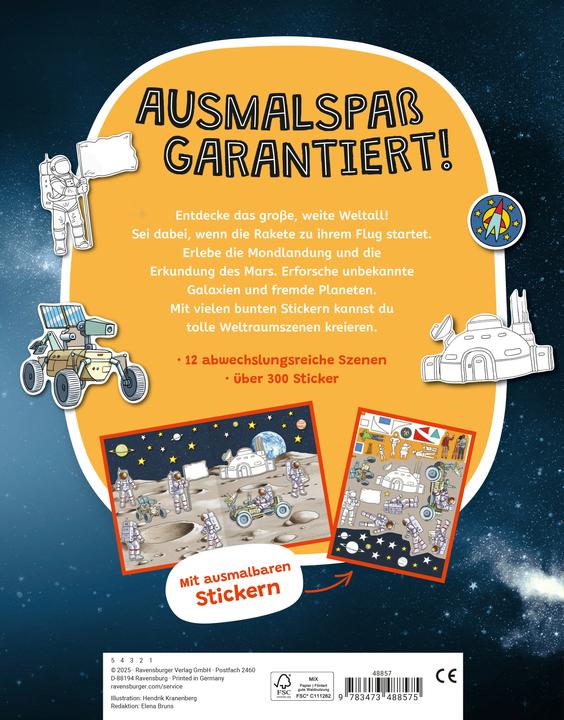 Ravensburger Mein Ausmalstickerbuch: Weltraum