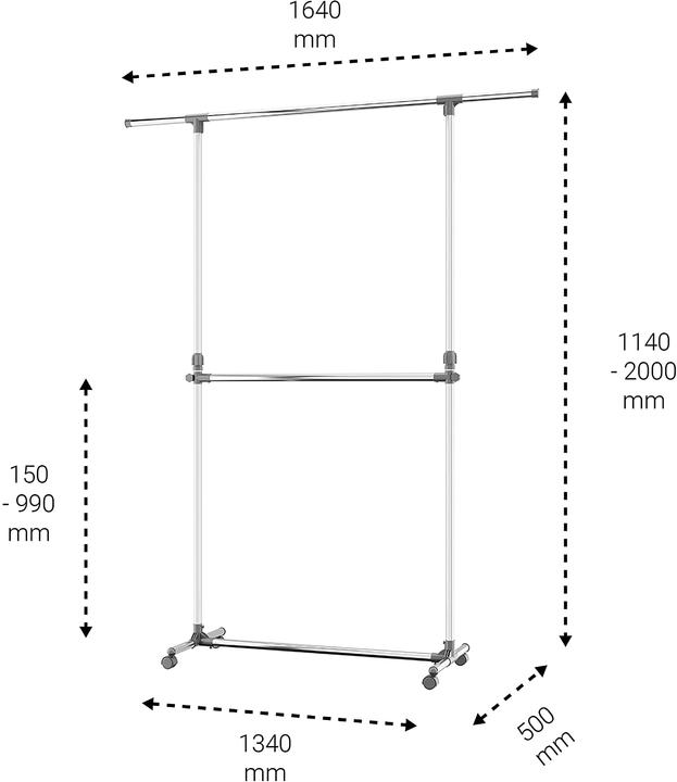 Actual product image Sanawatec Heavy duty clothes rack on rollers