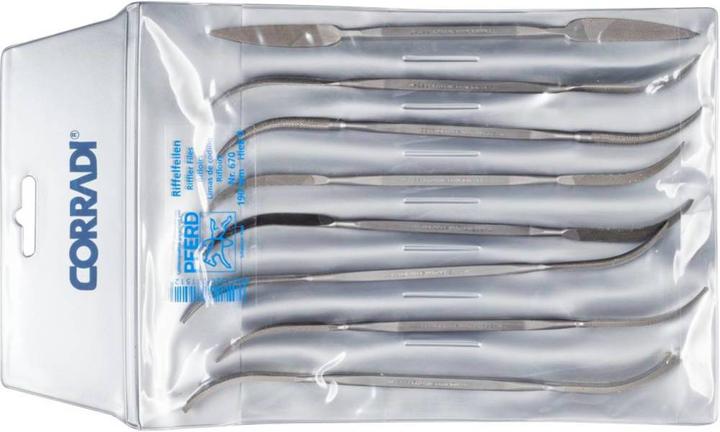 Produktbild Pferd Präzisions-Riffelfeilen-Set 8-tlg. Typ 670 Schweizer Hieb 0 grob (Hieb 0, 190 mm)