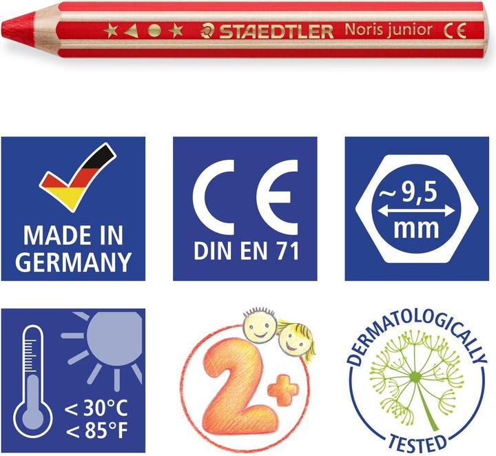 Produktbild Staedtler Noris junior 140 Kindermalstift, Kartonetui mit 36 Farben + 3 ST Spitzer (36 Stück, 36 x)