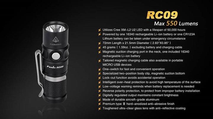 Actual product image Fenix Rc09 (7.50 cm, 550 lm)