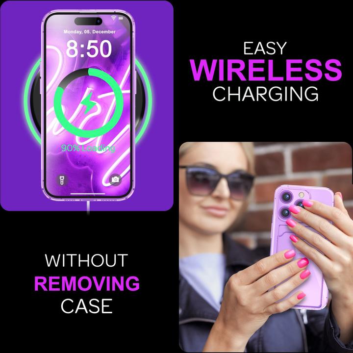 Produktbild Nalia Klar Transparente Neon Silikon Hülle Kartenhalter (Apple iPhone 16 Pro)