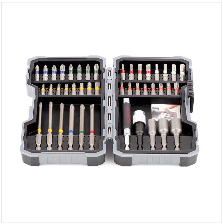 Produktbild Bosch Professional Zubehör Bits-Satz mit Klingenhalter - 43 Stk (Innensechsrund TX M10, Innensechsrund TX M15, Innensechsrund TX M20, Innensechsrund TX M30, Kreuz Phillips PH M1, Kreuz Phillips PH M2, Innensechsrund TX M25, Innensechsrund TX M27, Innensechsrund TX M40, Kreuz Pozidriv PZ M1, Kreuz Pozidriv PZ M2, Kreuz Phillips PH M3, Kreuz Pozidriv PZ M3)