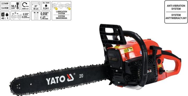 Productafbeelding Yato Motorkettingzaag Pro 56,5 cc, geleider 50 cc (Benzinekettingzaag)