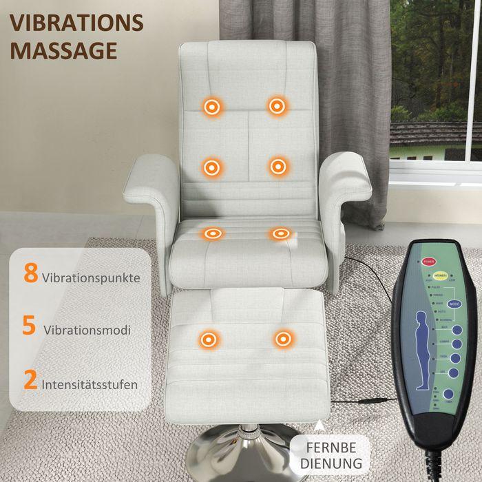 Produktbild Swisshandel24 Massagesessel mit Fusshocker, elektrischer Relaxsessel mit Liegefunktion Creme