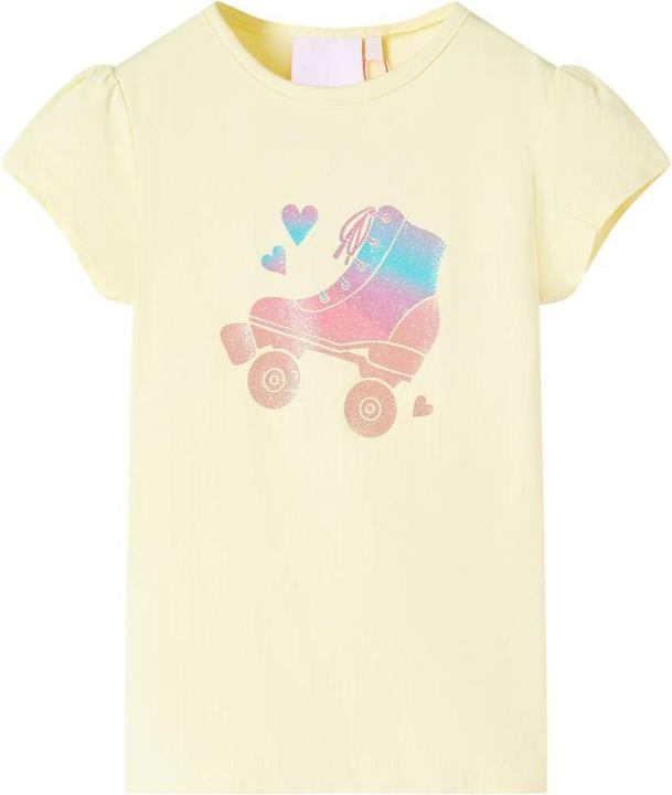 VidaXL Kinder-T-Shirt Zartgelb 140,Material: 95 % Baumwolle. 5 (140)