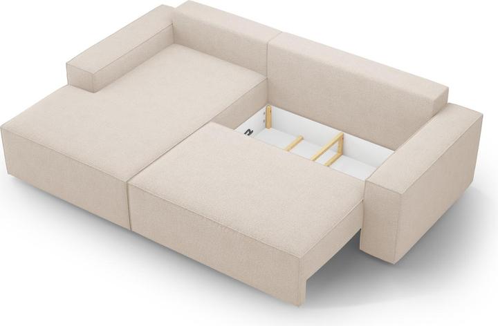 Immagine prodotto Micadoni Divano angolare sinistro in bouclé con funzione letto e box, "Jodie", 3 posti (Divano ad angolo)