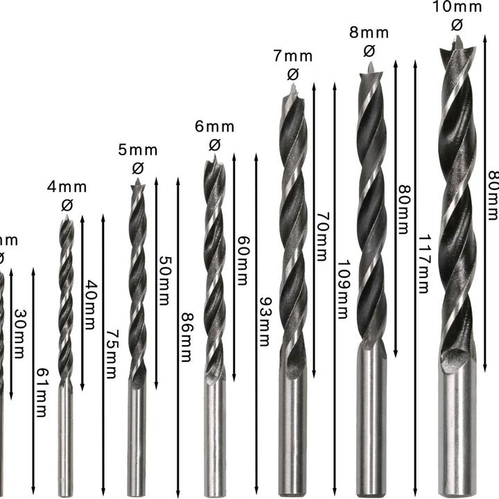 Produktbild Bosch Professional Zubehör PRO Wood Holzspiralbohrer-Set. 7-tlg. (4 mm, 3 mm, 5 mm, 6 mm, 7 mm, 8 mm, 10 mm)