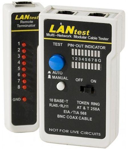 Actual product image Exertis Connect Multi Network network cable tester LANtest Simple cable tester for RJ45, RJ12 and coax