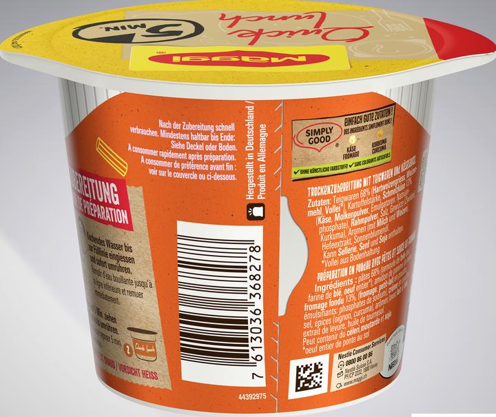 Nährwerte und Zutaten Maggi Quick Lunch Hörnli Käsesauce (80 g)