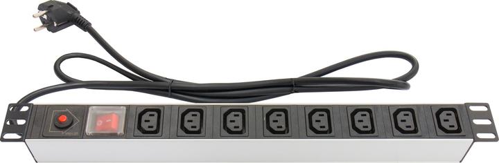 Actual product image Good Connections Power strip 48.30cm (19"), 1RU, Schuko plug to 8x C13 IEC socket (10A), with switch