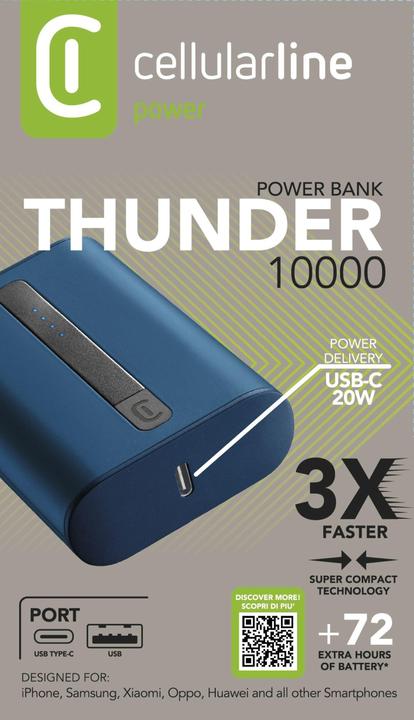 Actual product image Cellularline Thunder (10000 mAh, 20 W, 37 Wh)