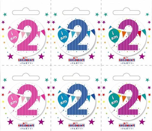 Image du produit Apac Badge 2ème anniversaire à rayures (pack de 6)