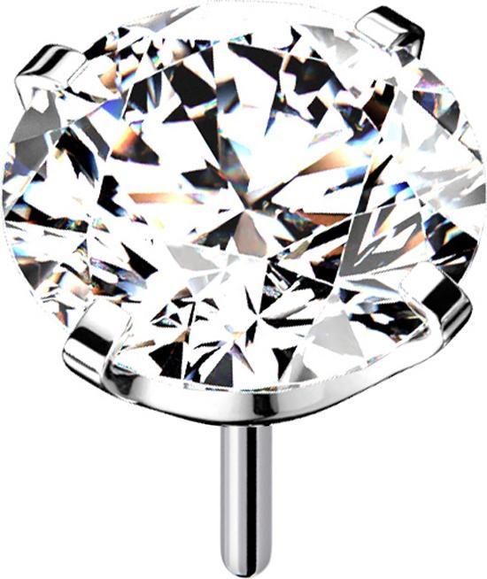 Actual product image Star Piercing Threadless silver with crystal set in silver (without brass)