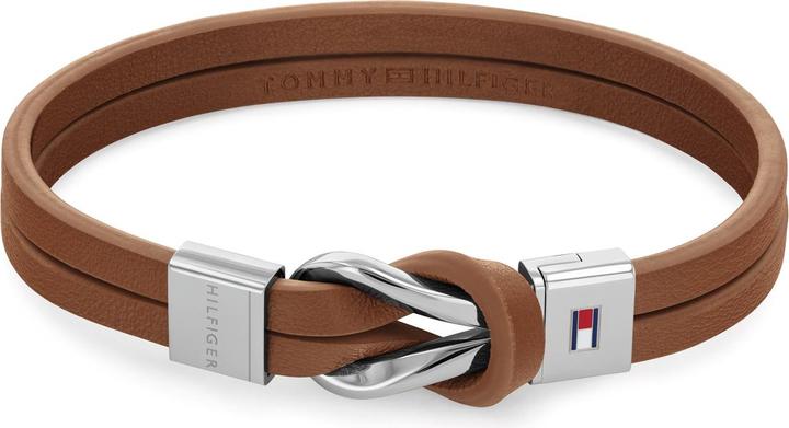 Tommy Hilfiger Braided Knot Armband (19 cm, Edelstahl, Leder)