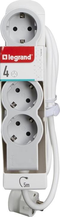 Actual product image Legrand Flat socket strip 4x socket, 5 metre cable white-grey 694569 (4 x, CEE 32/3, 5 m)