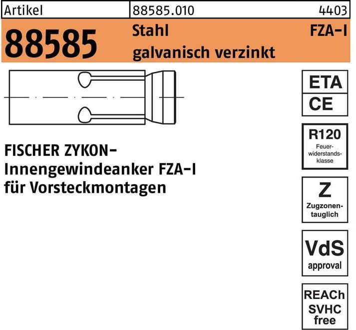Actual product image Fischer Zykon internally threaded anchor FZA 14x60 M8 I (20 pcs.)