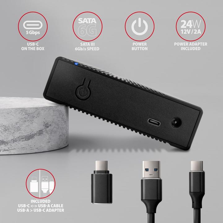 Produktbild Axagon EE35-GTR, USB-C - SATA 3.5" RIBBED box, ÄernÃ½ (3.5")