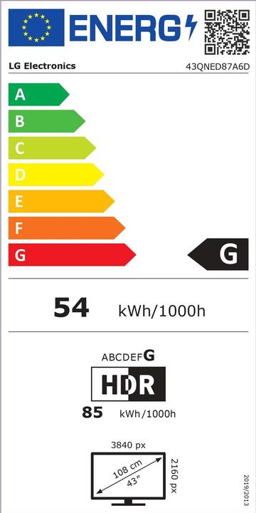 Energy Label LG 43QNED87A6D.AEU (43", QNED87, QNED, 4K, 2025)