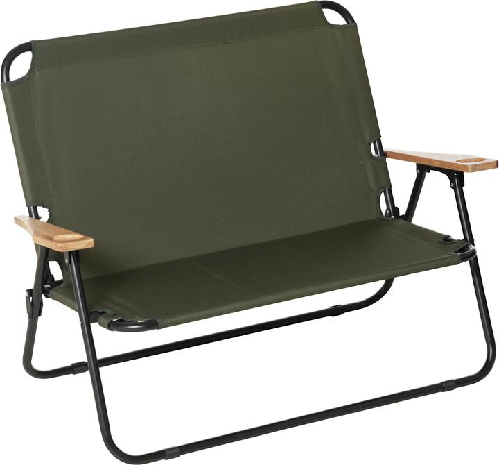 Outsunny Campingstuhl für zwei Personen und mit Becherhalter