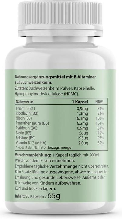 Nutritional values and ingredients Biotanicals Vitamin B Complex 90 capsules (90 Piece, Capsules, 65 g)